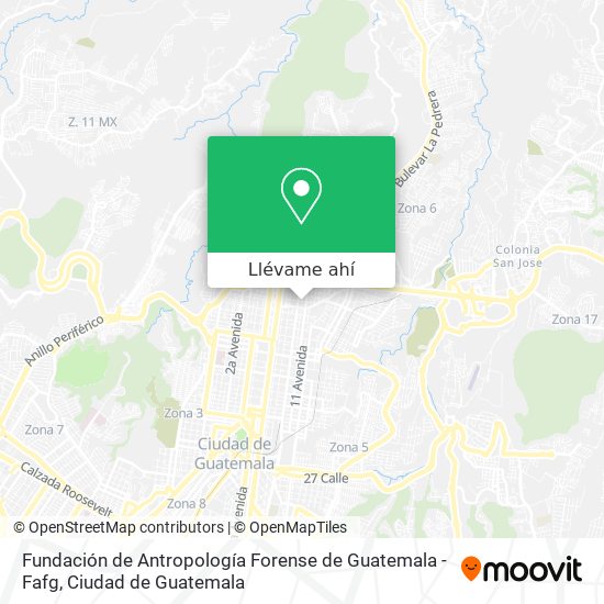 Mapa de Fundación de Antropología Forense de Guatemala - Fafg