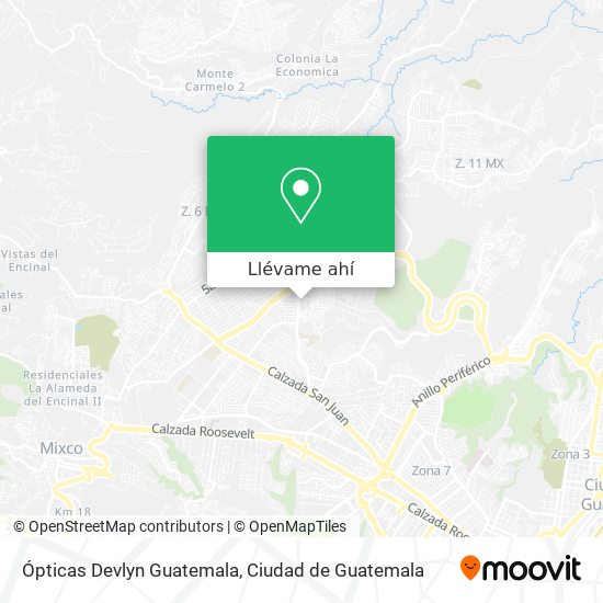 Mapa de Ópticas Devlyn Guatemala