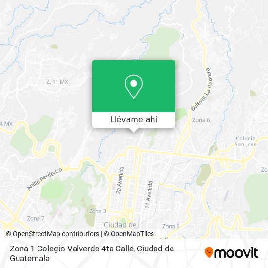 Mapa de Zona 1 Colegio Valverde 4ta Calle