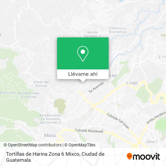 Mapa de Tortillas de Harina Zona 6 Mixco