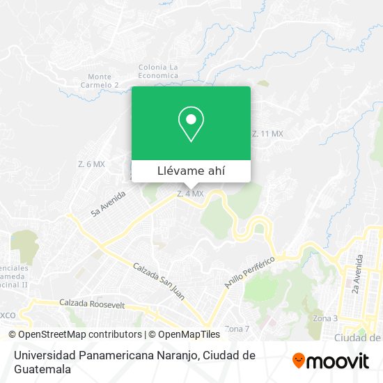 Mapa de Universidad Panamericana Naranjo