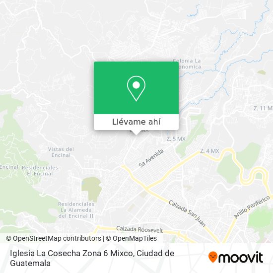 Mapa de Iglesia La Cosecha Zona 6 Mixco