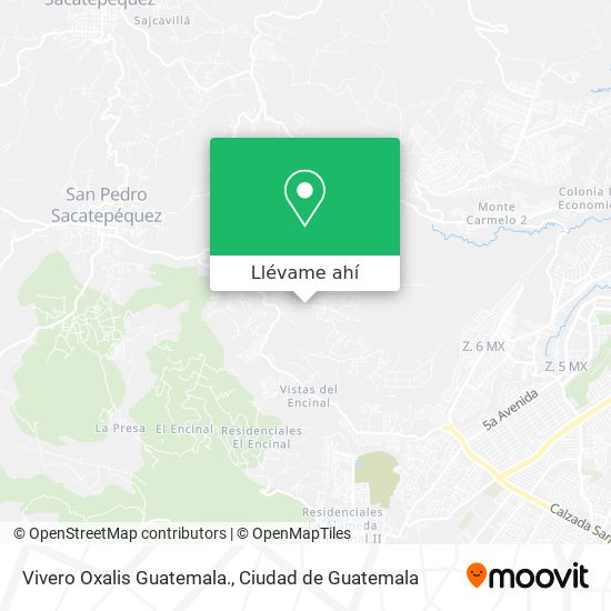Mapa de Vivero Oxalis Guatemala.