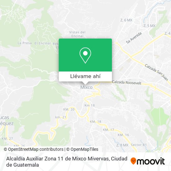 Mapa de Alcaldía Auxiliar Zona 11 de Mixco Mivervas