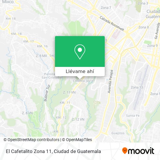 Mapa de El Cafetalito Zona 11