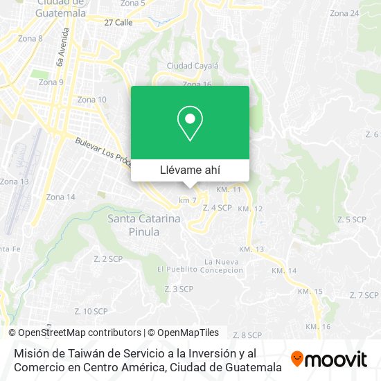 Mapa de Misión de Taiwán de Servicio a la Inversión y al Comercio en Centro América