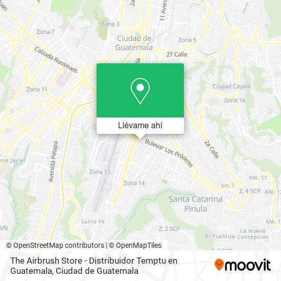 Mapa de The Airbrush Store - Distribuidor Temptu en Guatemala