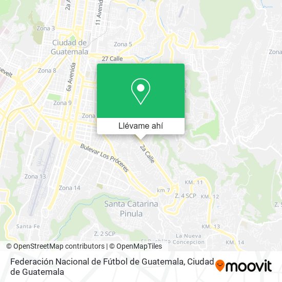 Mapa de Federación Nacional de Fútbol de Guatemala