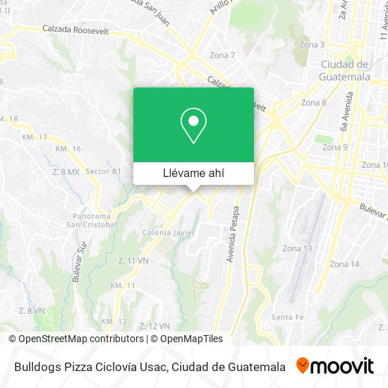 Mapa de Bulldogs Pizza Ciclovía Usac