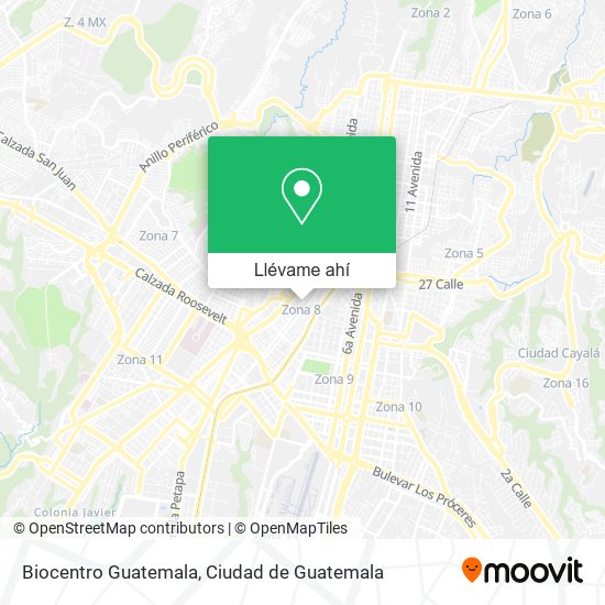 Mapa de Biocentro Guatemala