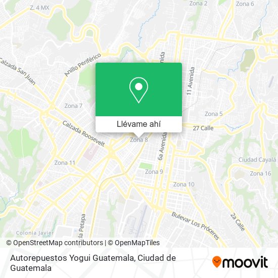Mapa de Autorepuestos Yogui Guatemala