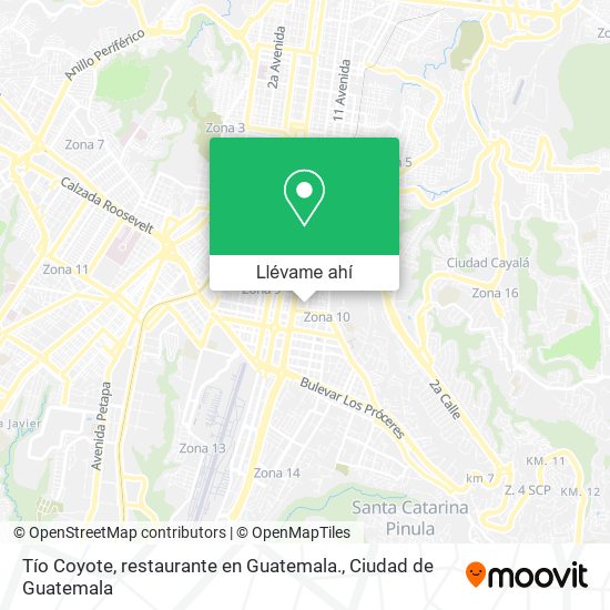 Mapa de Tío Coyote, restaurante en Guatemala.