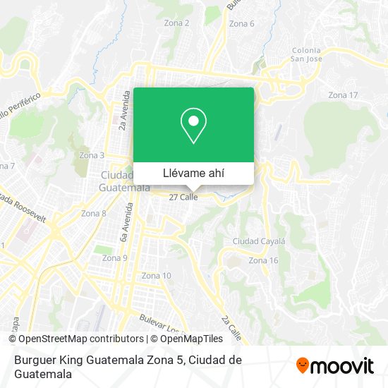 Mapa de Burguer King Guatemala Zona 5