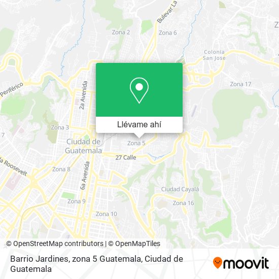 Mapa de Barrio Jardines, zona 5 Guatemala