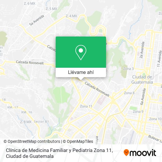 Mapa de Clínica de Medicina Familiar y Pediatría Zona 11