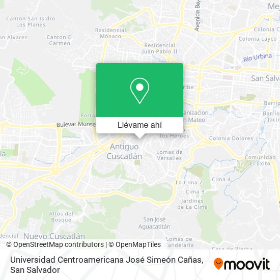 Mapa de Universidad Centroamericana José Simeón Cañas