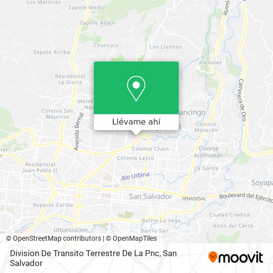 Mapa de Division De Transito Terrestre De La Pnc