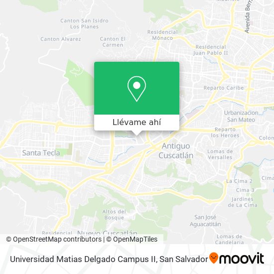 Mapa de Universidad Matias Delgado Campus II