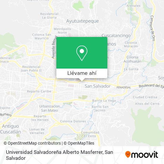 Mapa de Universidad Salvadoreña Alberto Masferrer