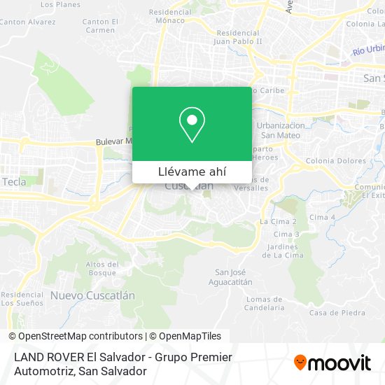 Mapa de LAND ROVER El Salvador - Grupo Premier Automotriz
