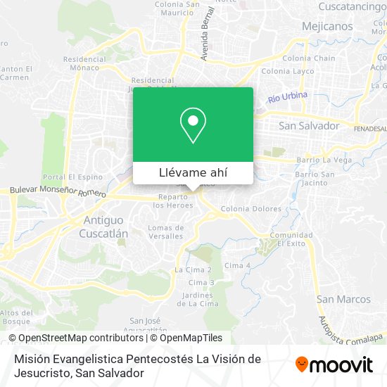 Cómo llegar a Misión Evangelistica Pentecostés La Visión de Jesucristo en  San Salvador en Autobús?