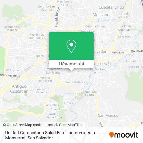 Mapa de Unidad Comunitaria Salud Familiar Intermedia Monserrat