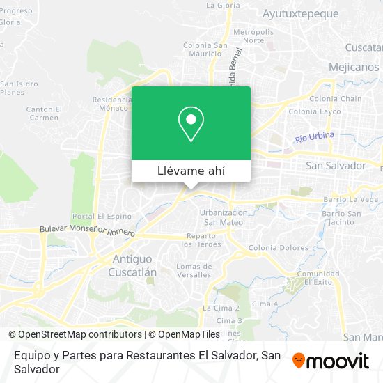 Mapa de Equipo y Partes para Restaurantes El Salvador