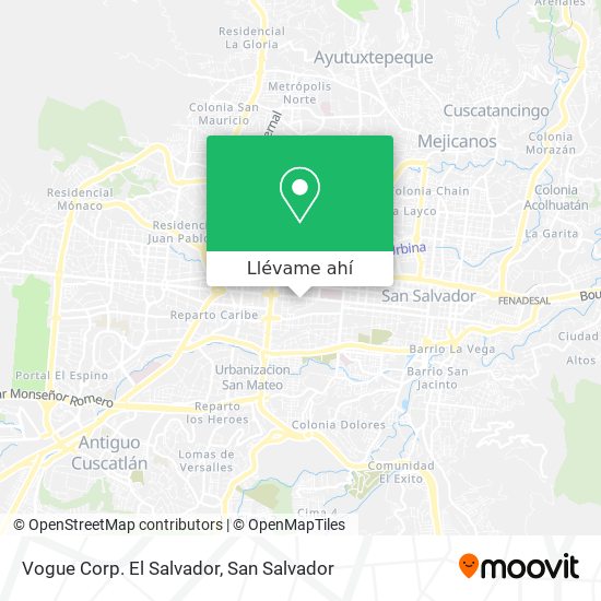 Mapa de Vogue Corp. El Salvador