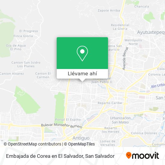Mapa de Embajada de Corea en El Salvador