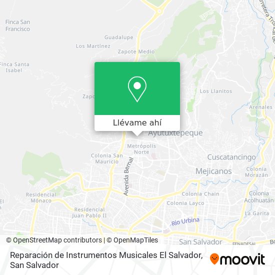Mapa de Reparación de Instrumentos Musicales El Salvador