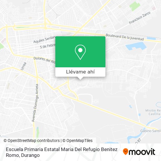Mapa de Escuela Primaria Estatal Maria Del Refugio Benitez Romo