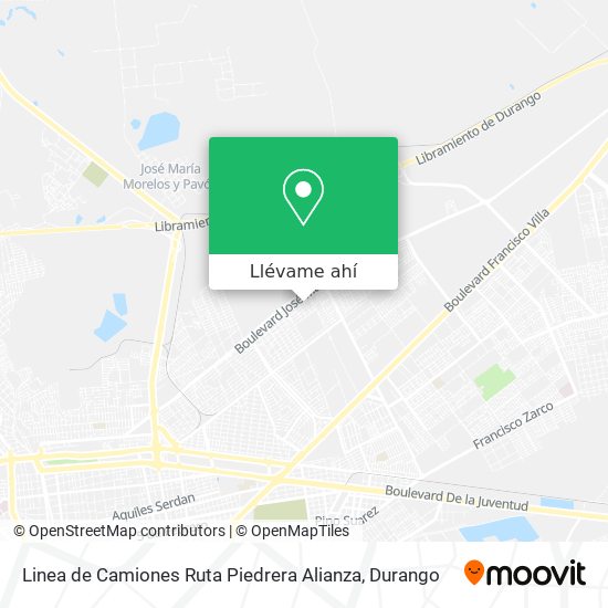 Mapa de Linea de Camiones Ruta Piedrera Alianza