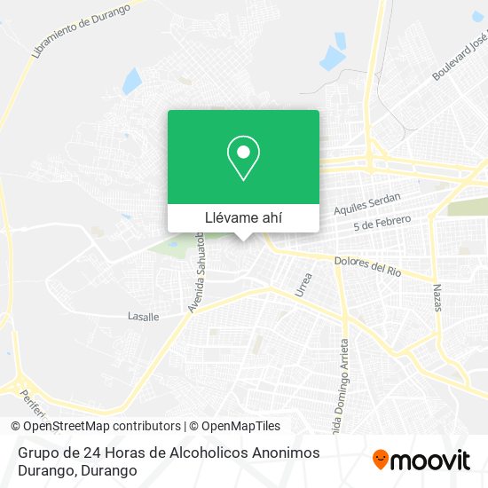 Mapa de Grupo de 24 Horas de Alcoholicos Anonimos Durango