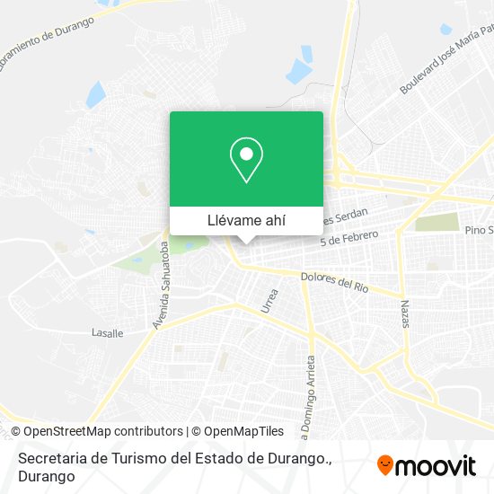 Mapa de Secretaria de Turismo del Estado de Durango.