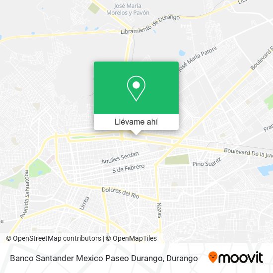 Mapa de Banco Santander Mexico Paseo Durango