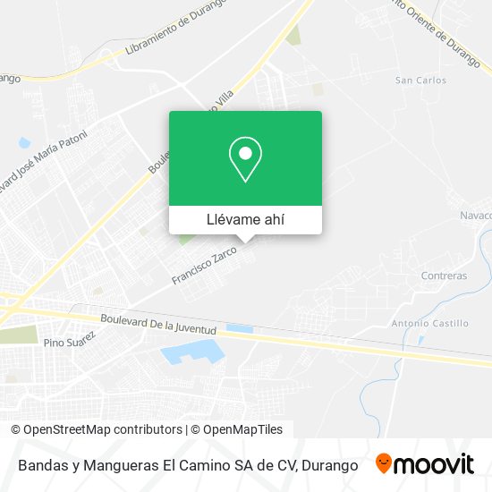 Mapa de Bandas y Mangueras El Camino SA de CV