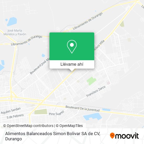 Mapa de Alimentos Balanceados Simon Bolivar SA de CV