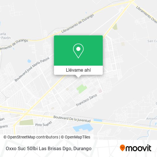 Mapa de Oxxo Suc 50lbi Las Brisas Dgo