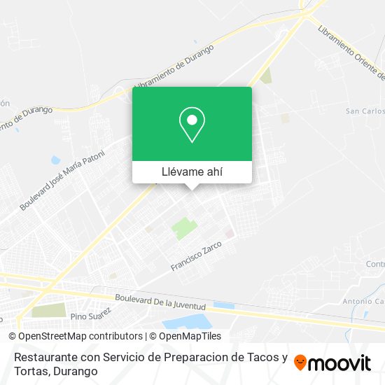 Mapa de Restaurante con Servicio de Preparacion de Tacos y Tortas