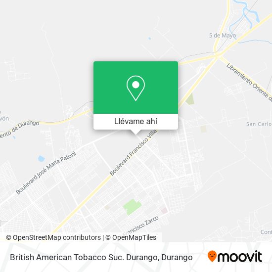 Mapa de British American Tobacco Suc. Durango