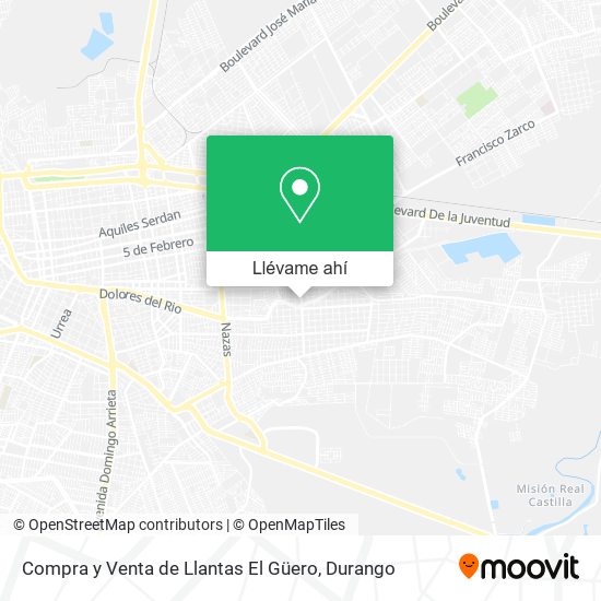 Mapa de Compra y Venta de Llantas El Güero