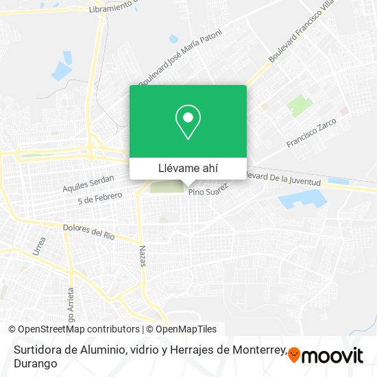 Mapa de Surtidora de Aluminio, vidrio y Herrajes de Monterrey