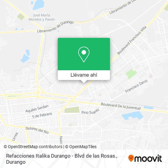 Mapa de Refacciones Italika Durango - Blvd de las Rosas.