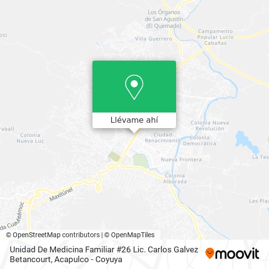 Mapa de Unidad De Medicina Familiar #26 Lic. Carlos Galvez Betancourt