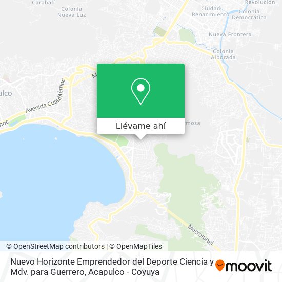 Mapa de Nuevo Horizonte Emprendedor del Deporte Ciencia y Mdv. para Guerrero