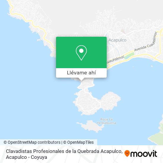 Mapa de Clavadistas Profesionales de la Quebrada Acapulco