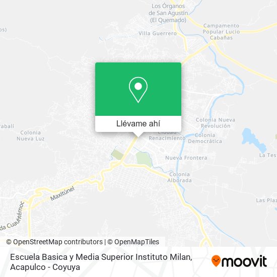 Mapa de Escuela Basica y Media Superior Instituto Milan