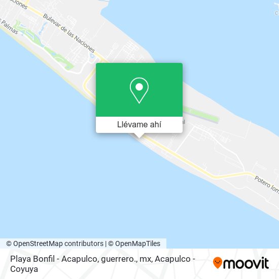 Mapa de Playa Bonfil - Acapulco, guerrero., mx