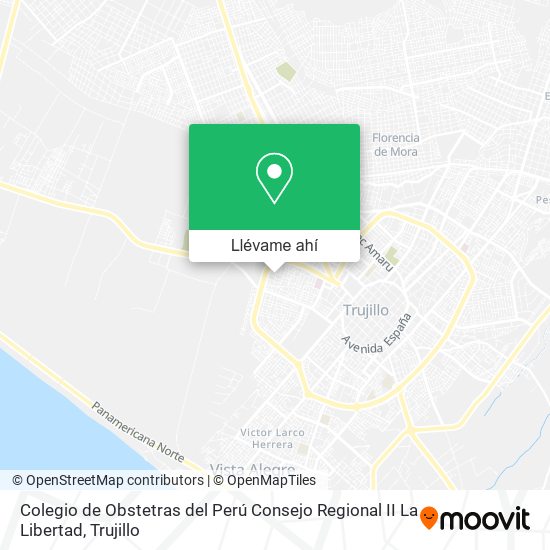 Mapa de Colegio de Obstetras del Perú Consejo Regional II La Libertad