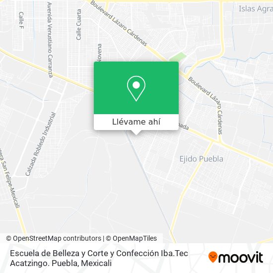 Mapa de Escuela de Belleza y Corte y Confección Iba.Tec Acatzingo. Puebla